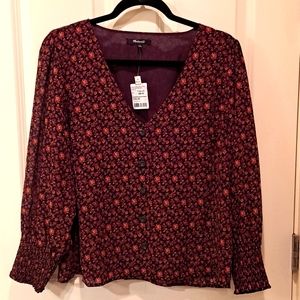 Madewell-Dara Top in Orchard Floral - Warm Violet. Size 14